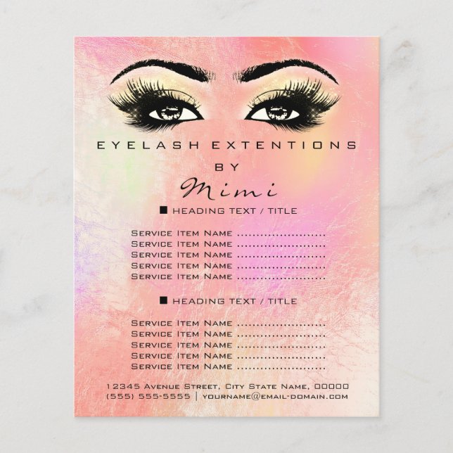 Makeup Artist Beauty Salon Lash Flyer Pastel Ombre (Frente)
