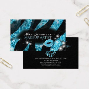 Makeup Artist Blue Black Glitter Lábios Zebra Prin