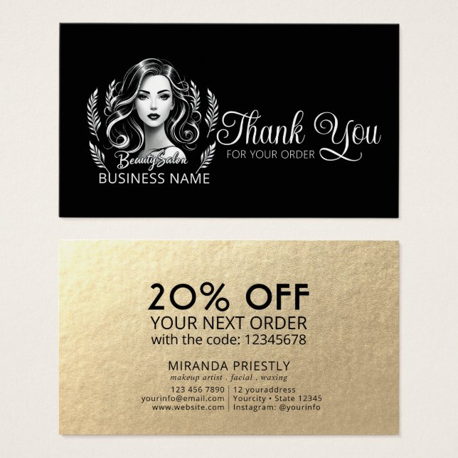 Makeup Artist Hair Stylist Black White Obrigado (Frente & Verso)