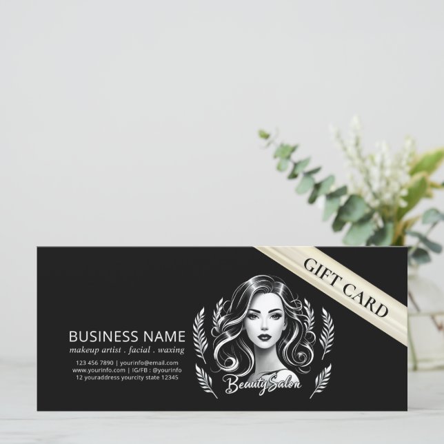 Makeup Artist Hair Stylist Modern Black White Dour (Em pé/Frente)