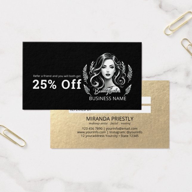 Makeup Artist Hair Stylist Modern Black White Dour (Escritótio)