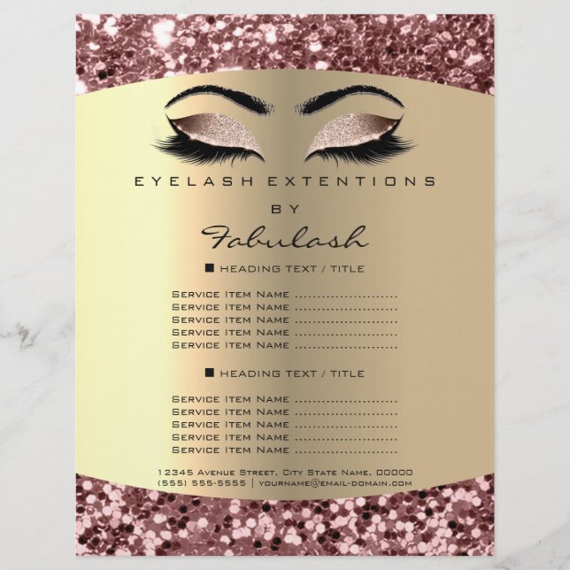 Makeup Artist Lash Extension Rosa Dourado Flyer Pr (Frente)