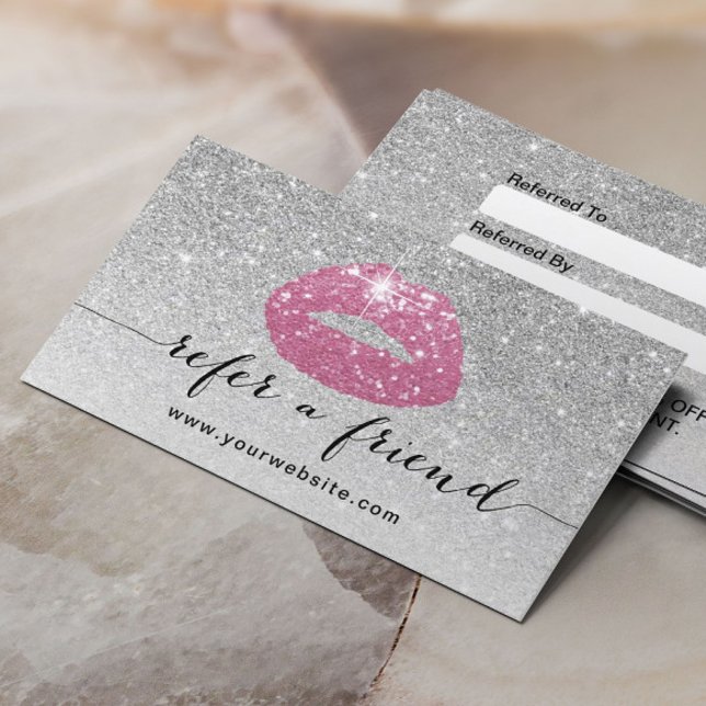 Makeup Artist Pink Lábios Silver Glitter Referral (Criador carregado)