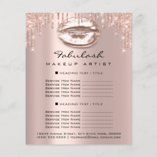 Makeup Artist Salon Pink Glitter Flyer Spark Kiss