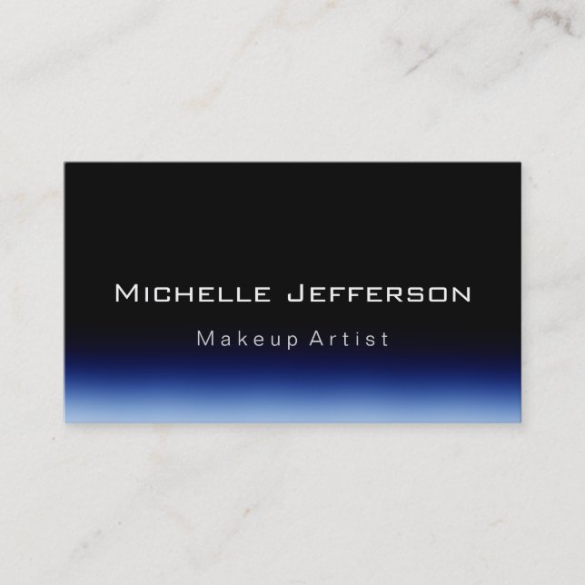 Makeup Artist Script Black Blue Cartão de visita (Frente)