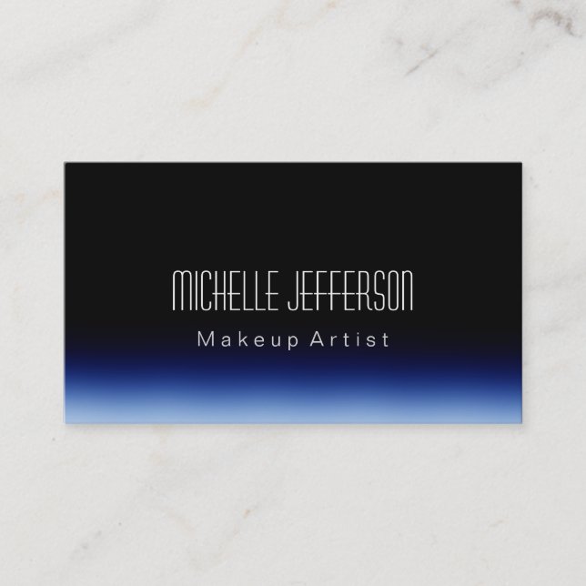 Makeup Artist Script Black Blue Cartão de visita (Frente)