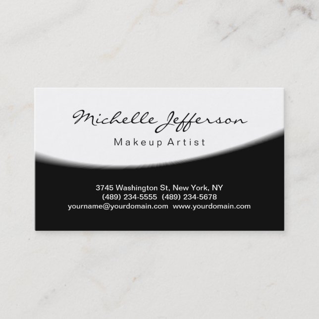 Makeup Artist Script Black White Cartão de visita (Frente)