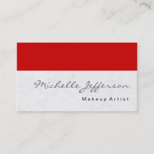 Makeup Artist Script Red Pattern Cartão de visita