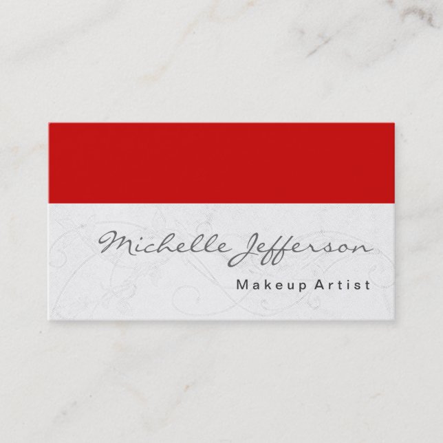 Makeup Artist Script Red Pattern Cartão de visita (Frente)