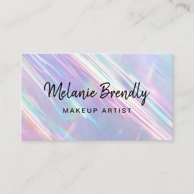Makeup Artist Trendy Holographic Cartão de visita (Frente)