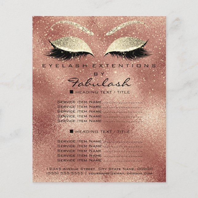 Makeup Beauty Salon Glitter Flyer Rosa Dourado Ski (Frente)
