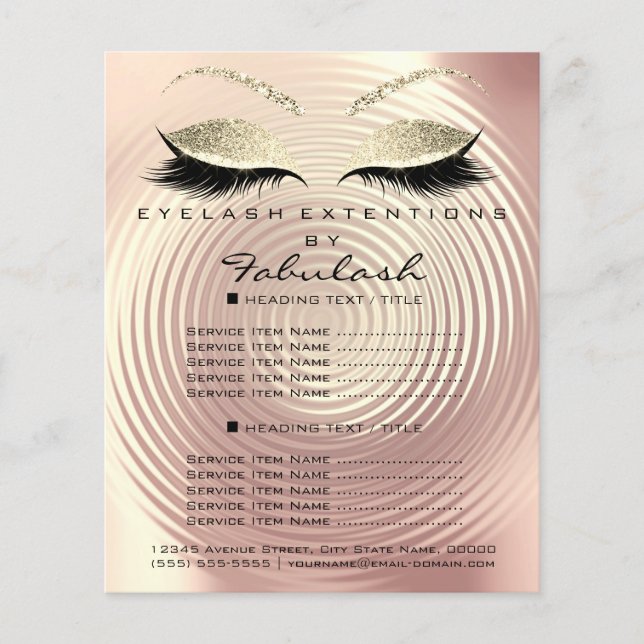 Makeup Beauty Salon Glitter Flyer Rosa Dourado Ski (Frente)