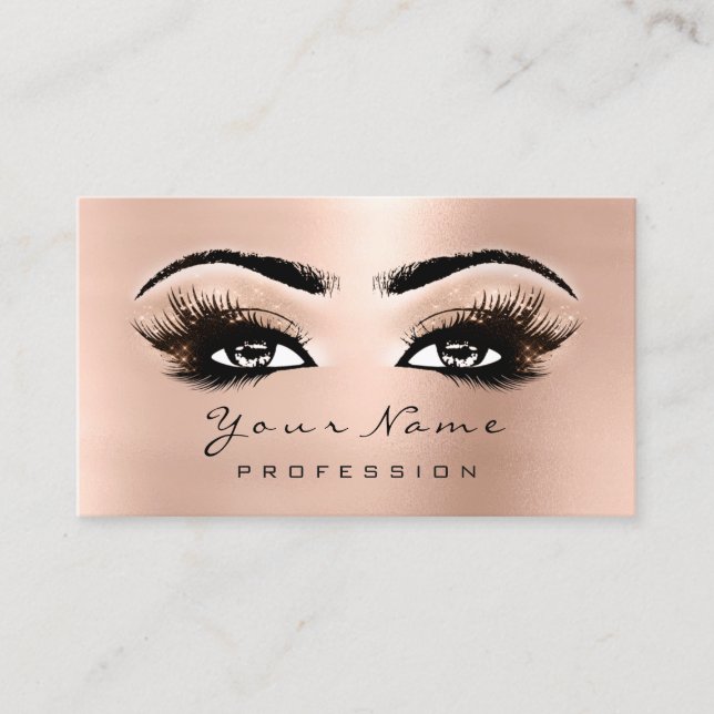 Makeup Eyes Lashes Rosa Rosa Dourado Cartão de Com (Frente)