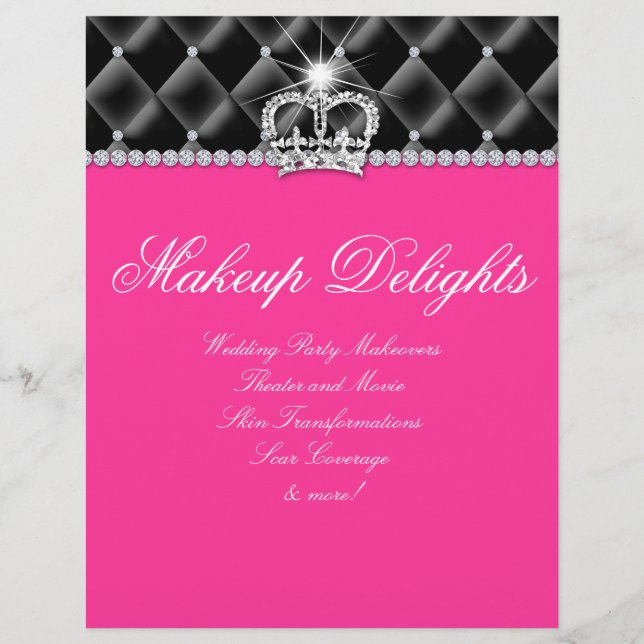 Makeup Flyer Hair Salon Satin Diamantes Pretos (Frente)