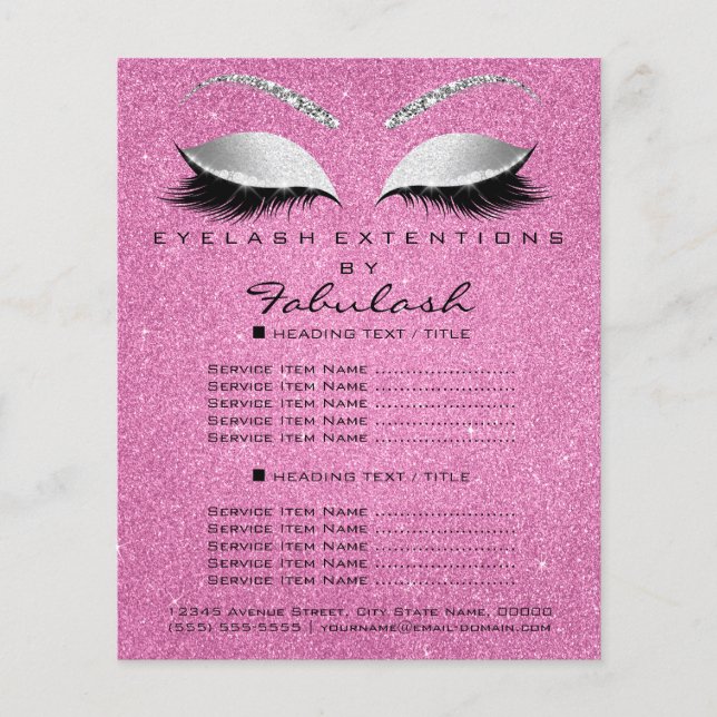 Makeup Lashes Beauty Salon Glitter Flyer Cinza Pin (Frente)