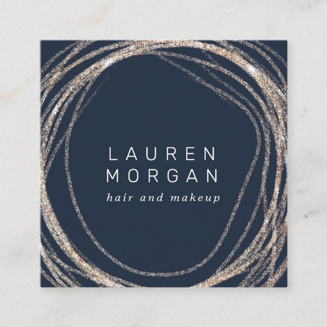 makeup moderno faux gold swirl quadrado Cartão de  (Frente)