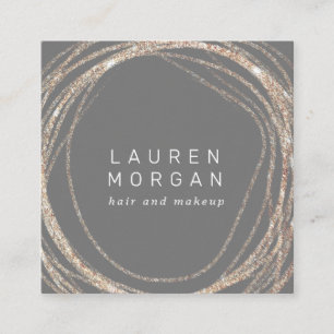 makeup moderno faux gold swirl quadrado Cartão de