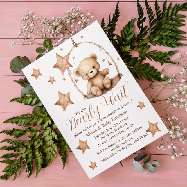"Mal podemos esperar" Convite para Chá de fraldas  ("We can Barely Wait" Cradle Baby Shower Invitation)