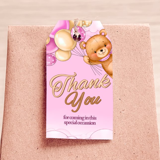 Mal Podemos Esperar - Etiqueta de Presente de Chás (We Can Bearly Wait - Girl Baby Shower Gift Tag)