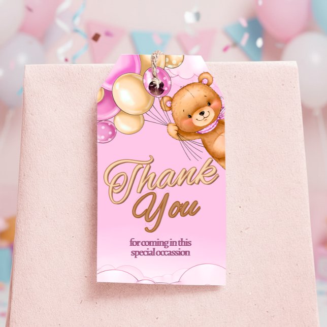 Mal Podemos Esperar - Etiqueta de Presente para Ch (We Can Bearly Wait - Girl Baby Shower Gift Tag)