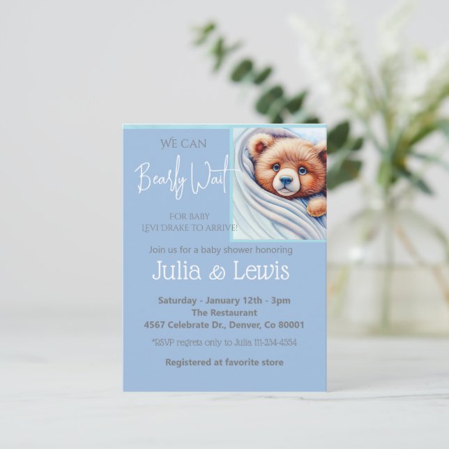 Mal podemos esperar o convite do bebê (Em pé/Frente)