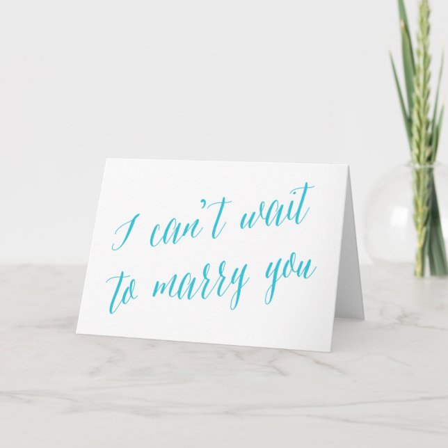 Mal posso esperar para te Casado Aqua | Cartão de  (Frente)