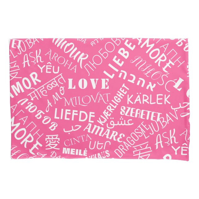 Mala cor-de-rosa com Travesseiro multilíngue com a (Frente)