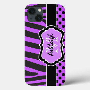 Mala de ar iPad com Bolinhas de zebra negra púrpur