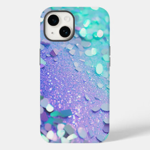 Mala dura do iPhone Mint da Lavanda Azul com Glitt