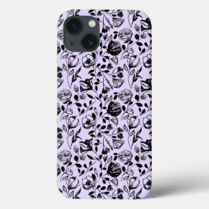 Mala Floral Lilac Desenhada À Mão