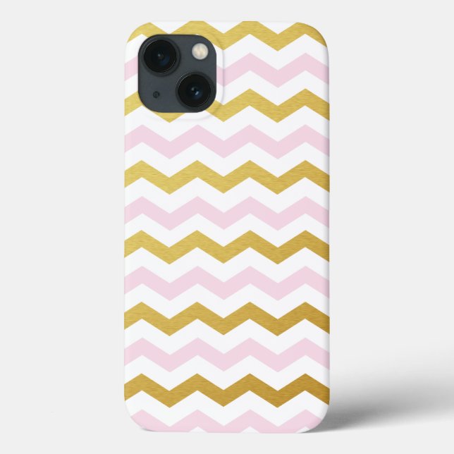 Mala iPad do Padrão Chevron Dourado e rosa (Verso)