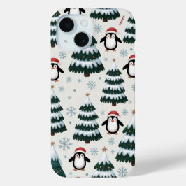 Mala iPhone / iPad da árvore de Natal e pinguim