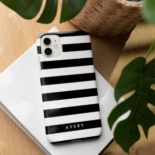 Mala Personalizada Moderna em Black e White Stripe