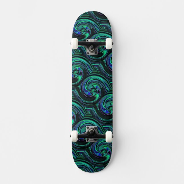Malachite Azurite Abstrato skateboard (Frente)