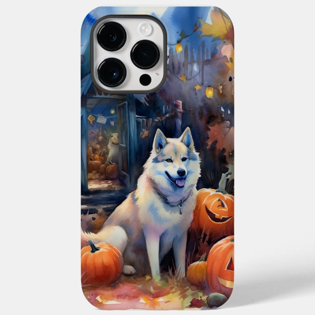 Malamute do Alasca de Halloween com Abóboras Assus (Verso)