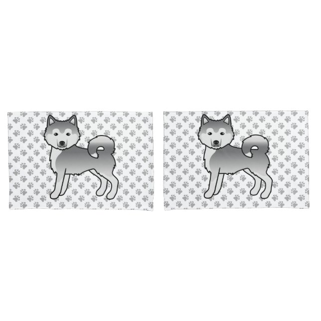 Malamute do Alasca Prateado Cachorro de Desenho An (Frente - conjunto)