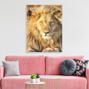 MALE LION STRETCHED CANVAS PRINT