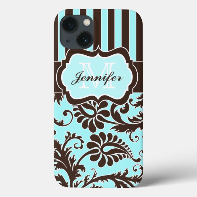 Maleta de ar iPad com Damasco, Azul, Marrom, Branc (Verso)