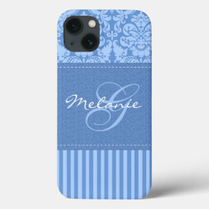 Maleta de ar iPad com stripe azul monograma