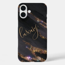 Maleta Dourada Negra Moderna Monogramada - iPhone 