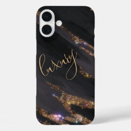 Maleta Dourada Negra Moderna Monogramada - iPhone 