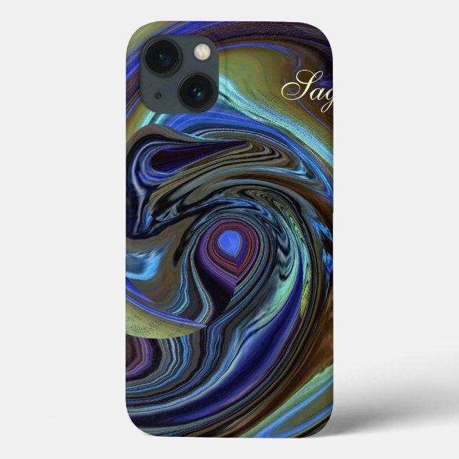 Maleta iPad de Abstrato de pena Dourada Roxo N (Verso)