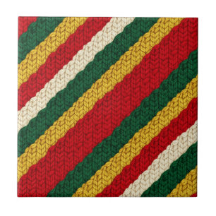 Malha Listrada Festiva em Vermelho, Verde, Dourado