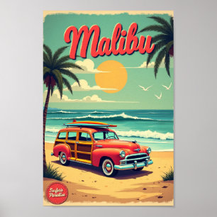 Malibu – Paraíso do Surfista Pôster Retro