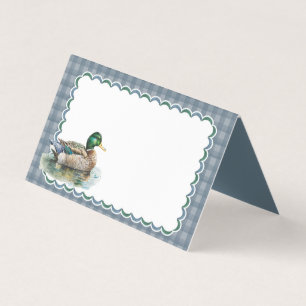Mallard Duck Caça Blue Gingham Boy PlaceCard