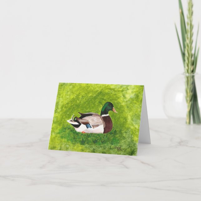 Mallard Duck Sentado em Cartões Saudáveis (Frente)