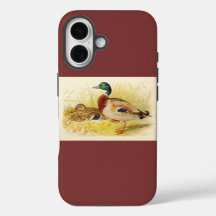 Mallard Ducks Burgundy iPhone 16 Caso