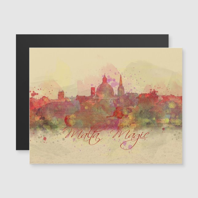 Malta Valletta Red Coastline Watercolor (Frente/Verso)