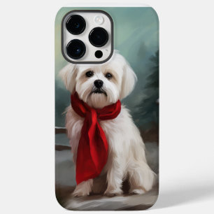 Maltês Cão no Natal da Neve
