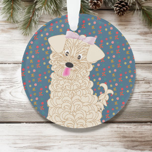 Maltipoo Cachorro Feliz Ornamento Personalizado de